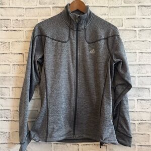 Women’s Adidas gray heather light full zip tracksuit water wicking jacket M